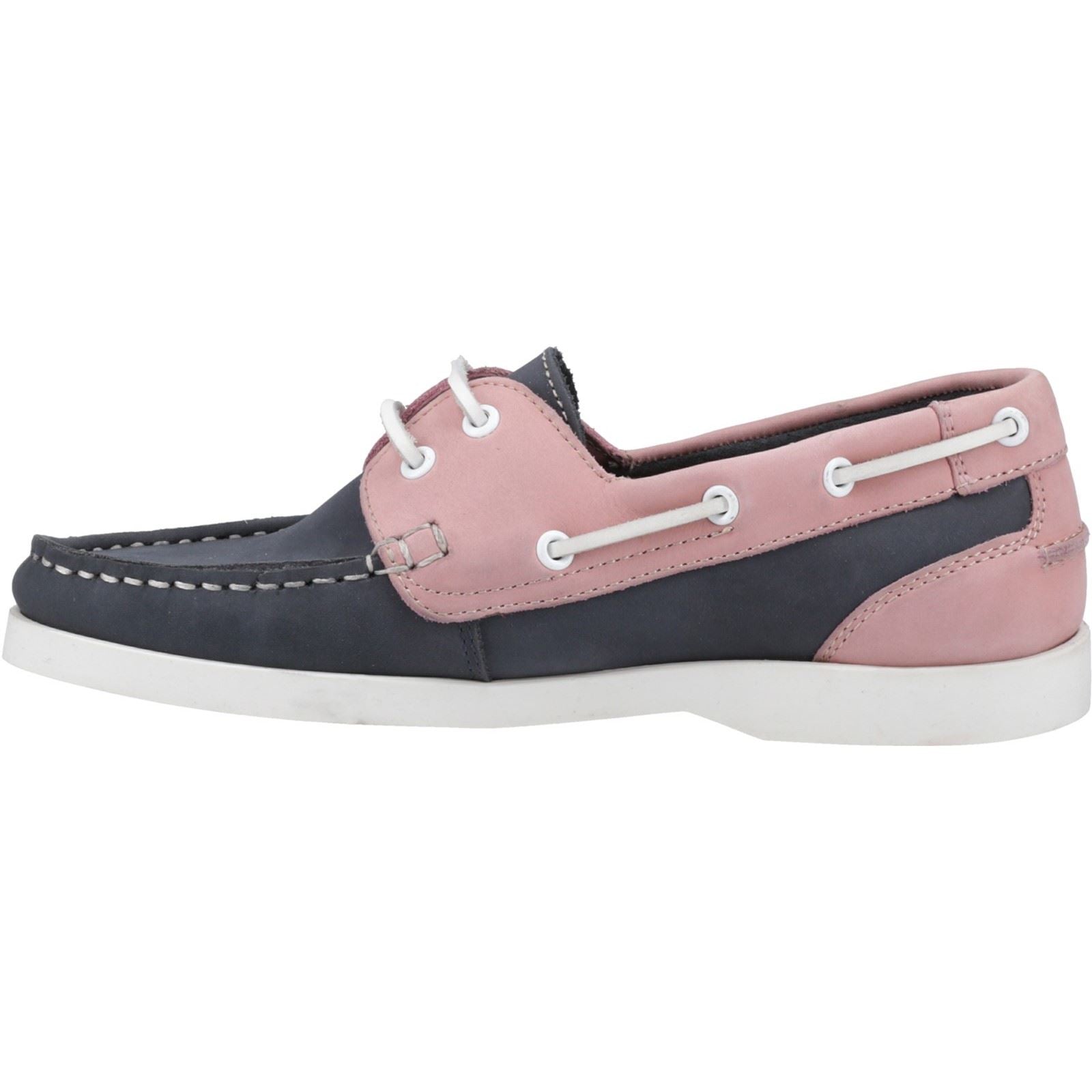Hush Puppies Isabel Damen Bootsschuhe Aus Leder In Marineblau/Rosa