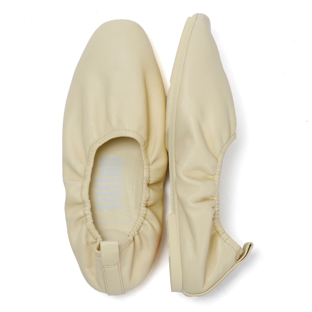 FitFlop X Pantone Delicato Ballerina Leder Damen Gelbe Schuhe