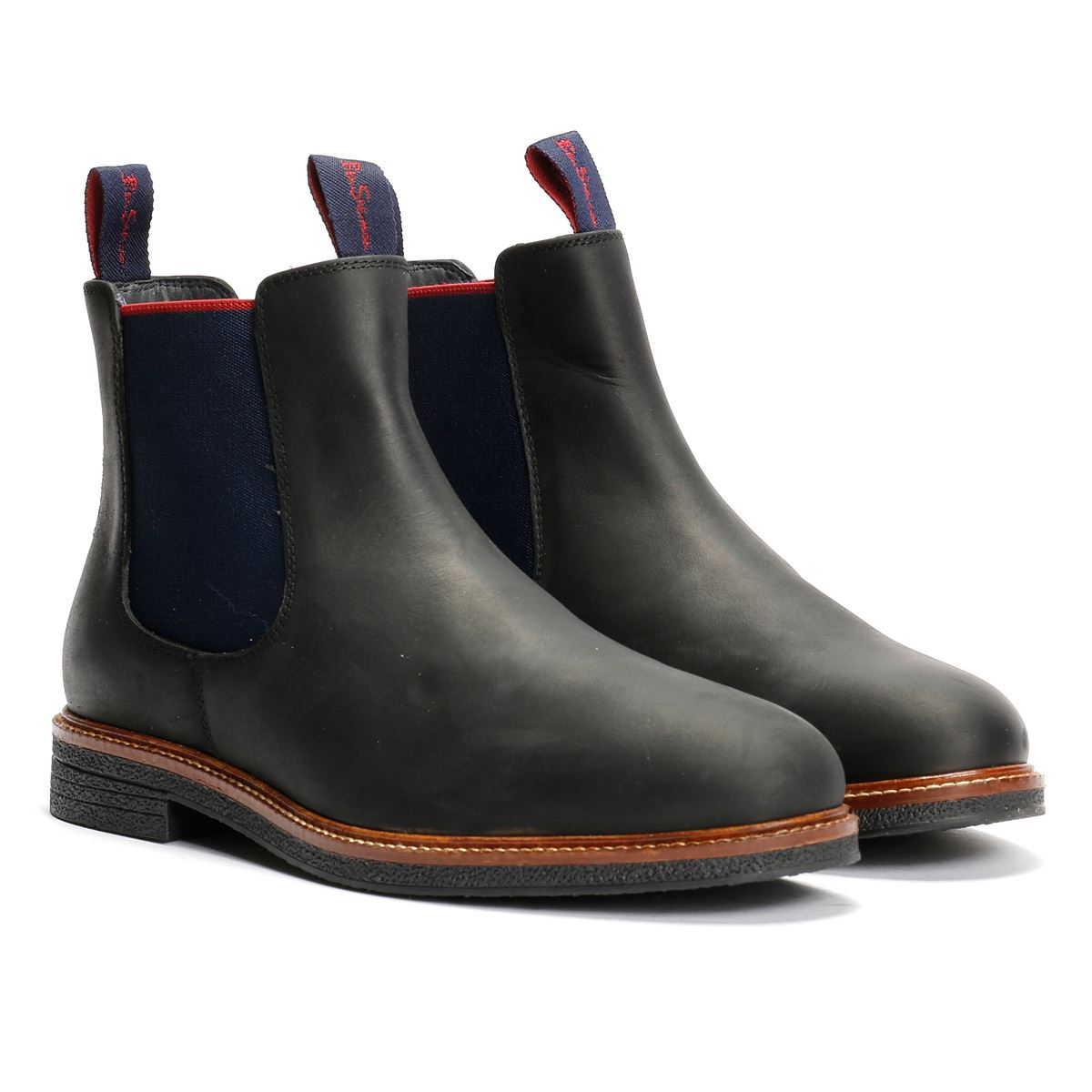 Ben Sherman Walker Chelsea Leder Herren Schwarze Stiefel