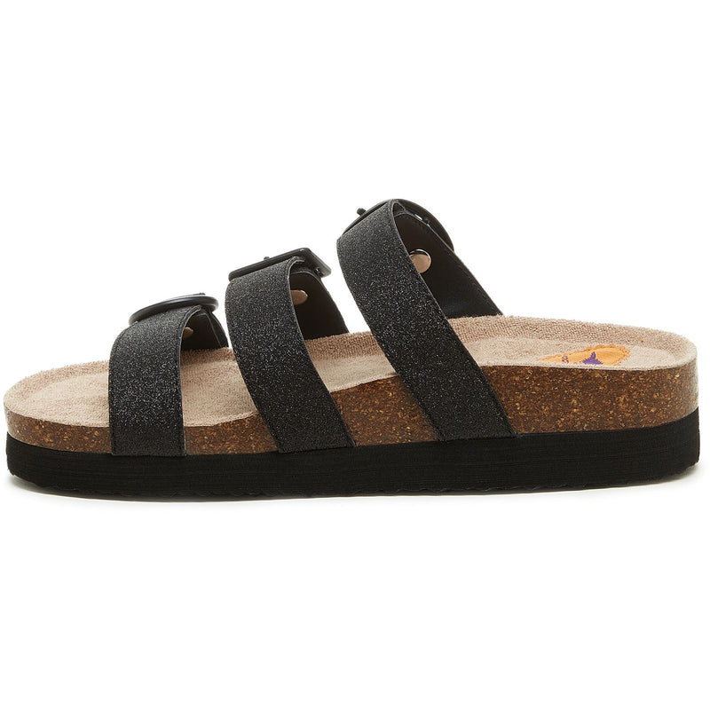 Rocket Dog Astor Glenn Glitter Stoff Damen Schwarze Sandalen