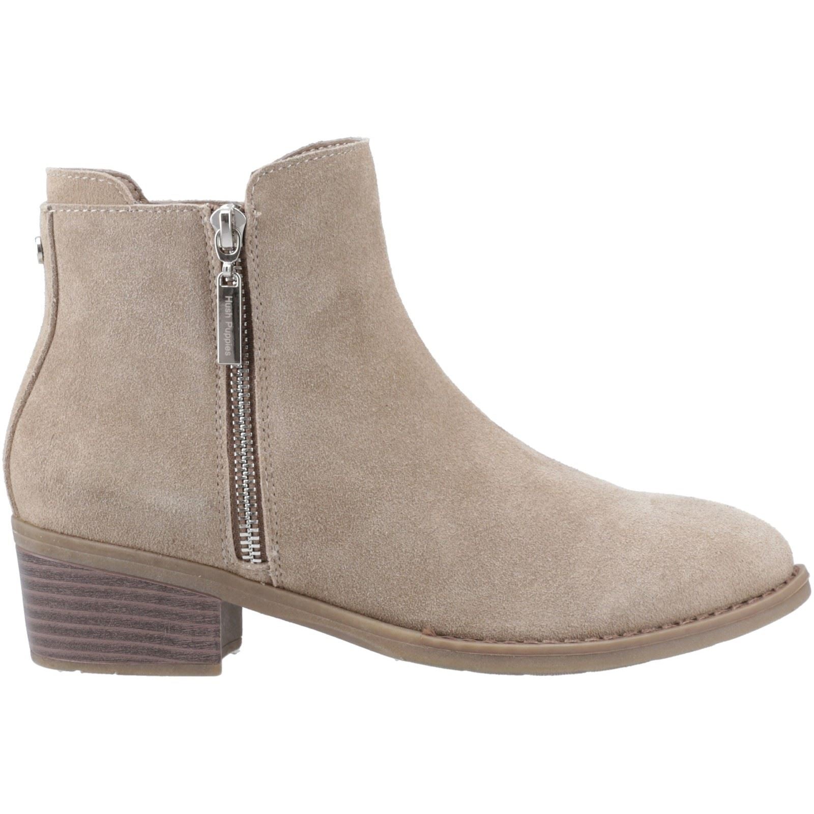 Hush Puppies Ingrid Damen Wildleder Stiefeletten mit Absatz in Taupe