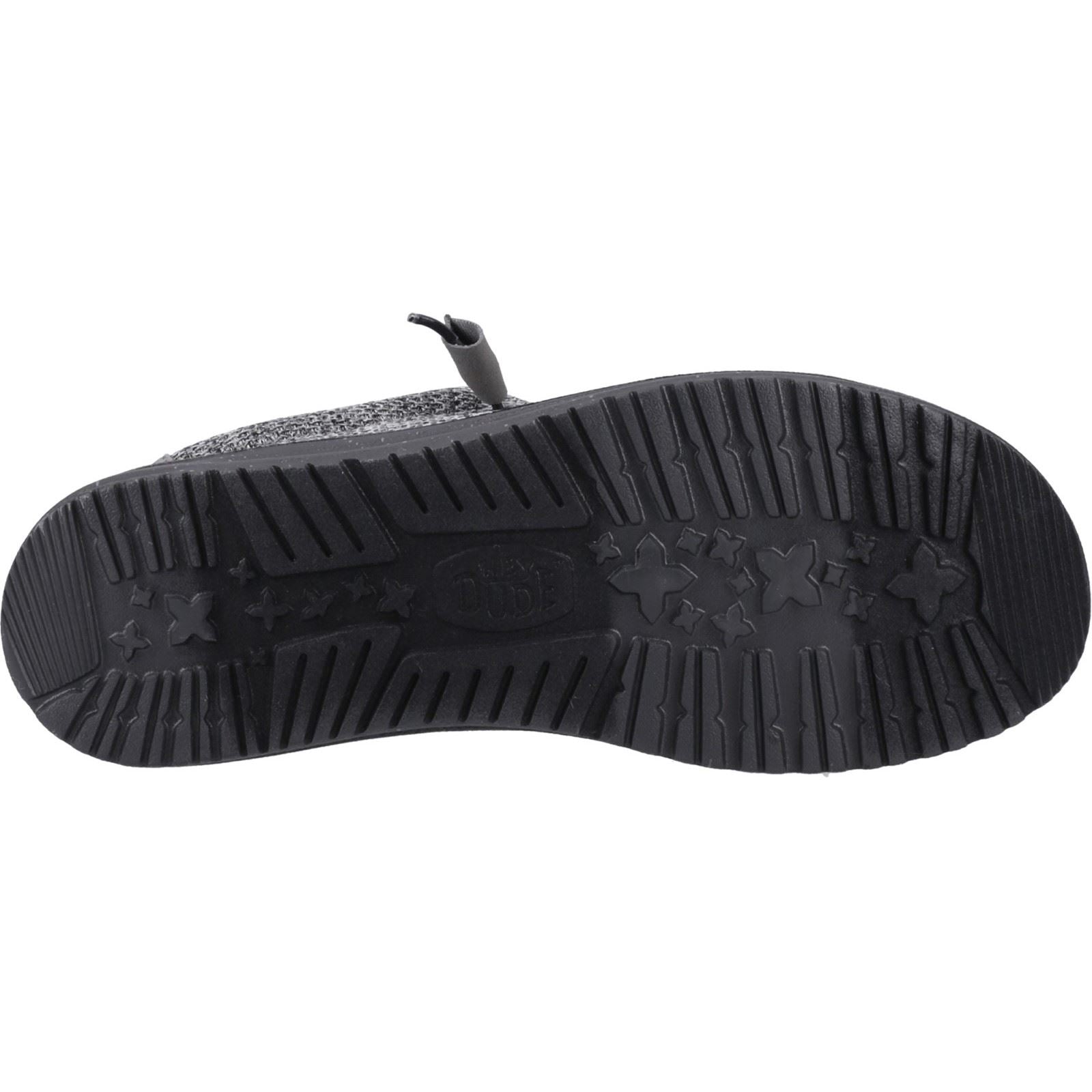 HEYDUDE Wally Stretch Mesh Polyester Herren Mokassin Schuhe in Granitgrau/Schwarz