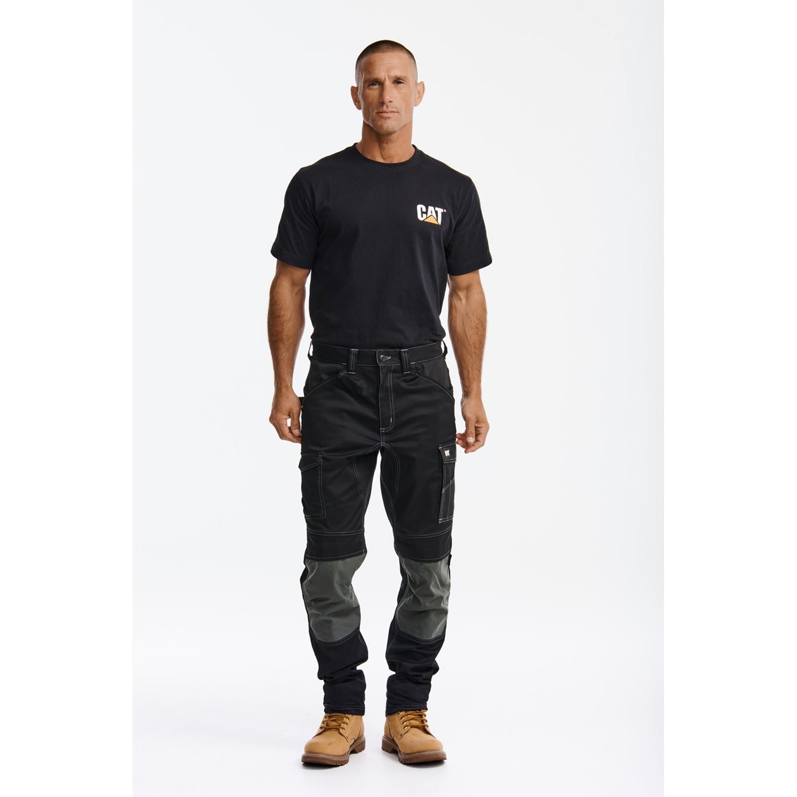 Caterpillar Essential Knee Pocket Stretch Holster Polyester Herren Schwarze Outdoor Hosen