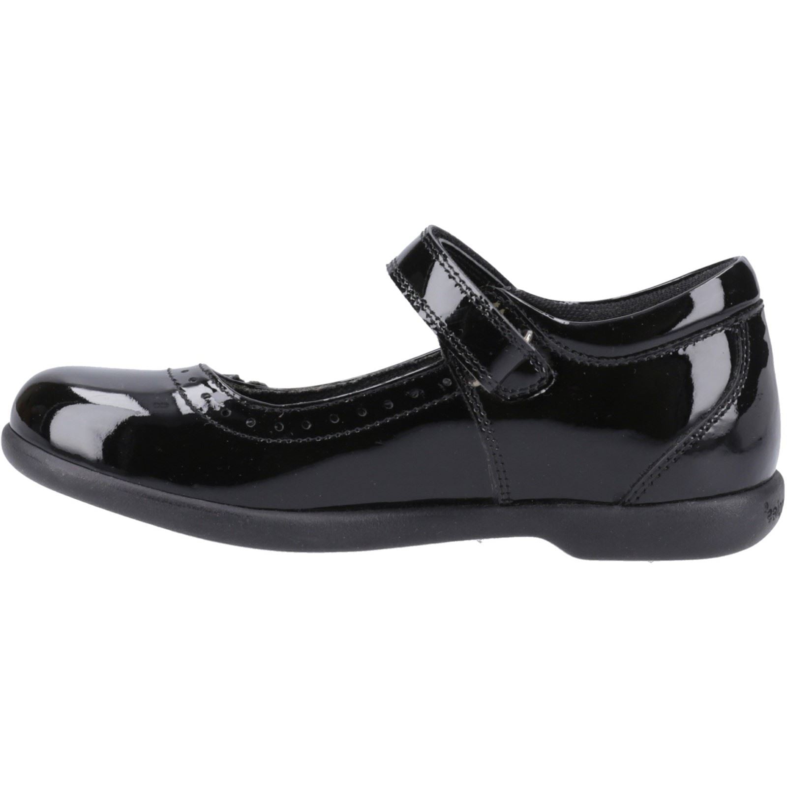 Hush Puppies Bethany Patent Senior Mädchenschuhe Aus Schwarzem Leder