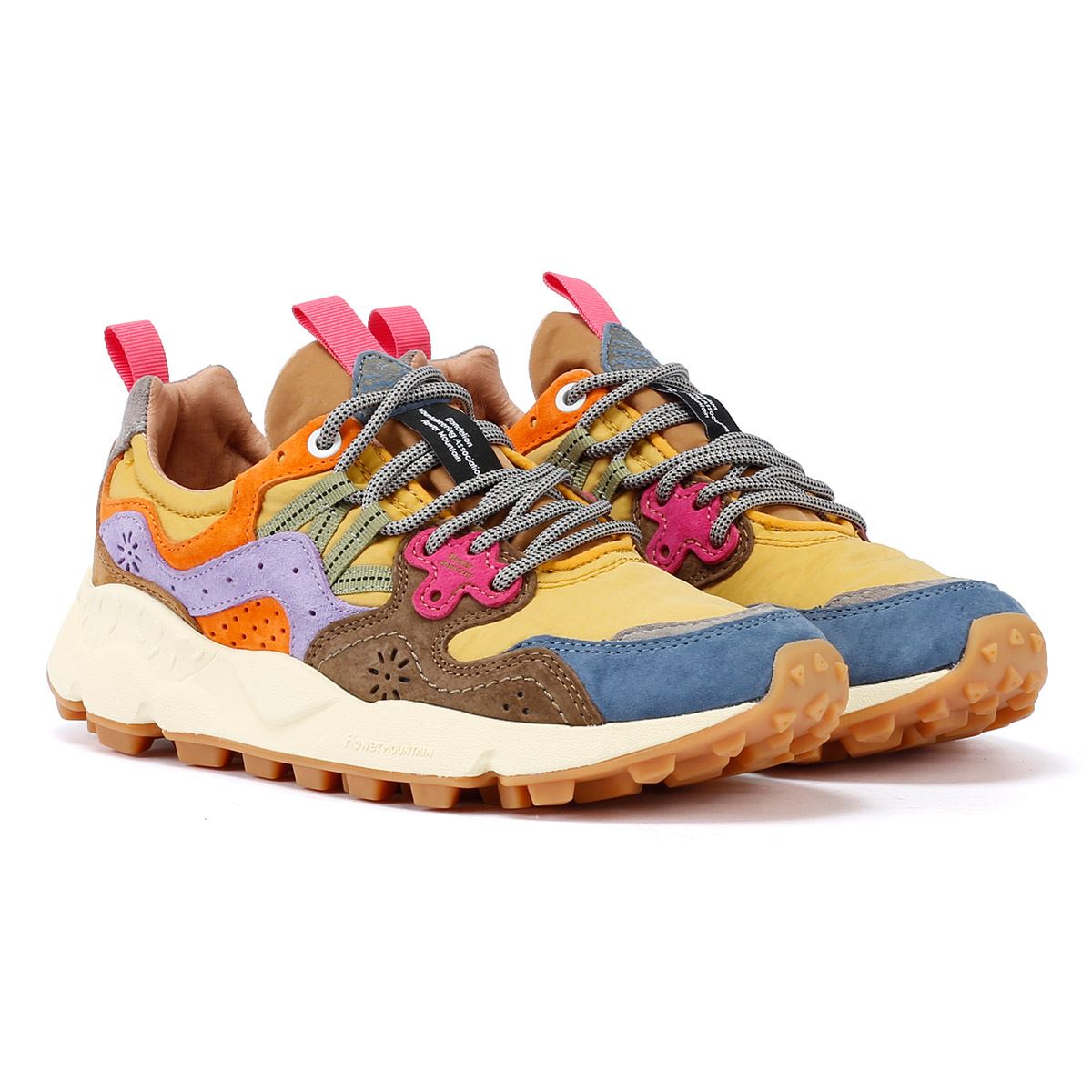 Flower Mountain Yamano 3 Wildleder Sneaker In Hellblau/Gelb/Braun