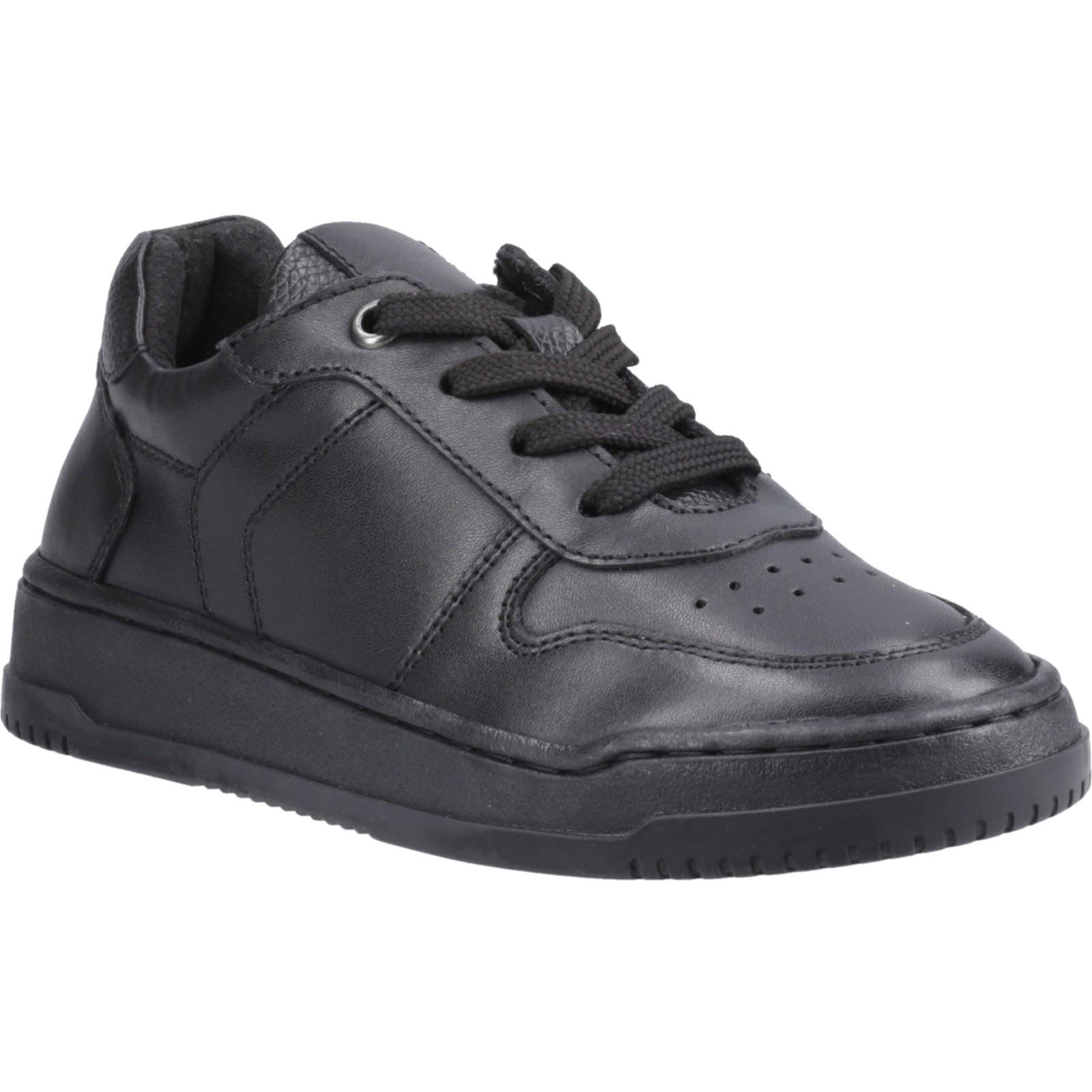 Hush Puppies Dougie Leder Jungen Schwarze Farbe Turnschuhe