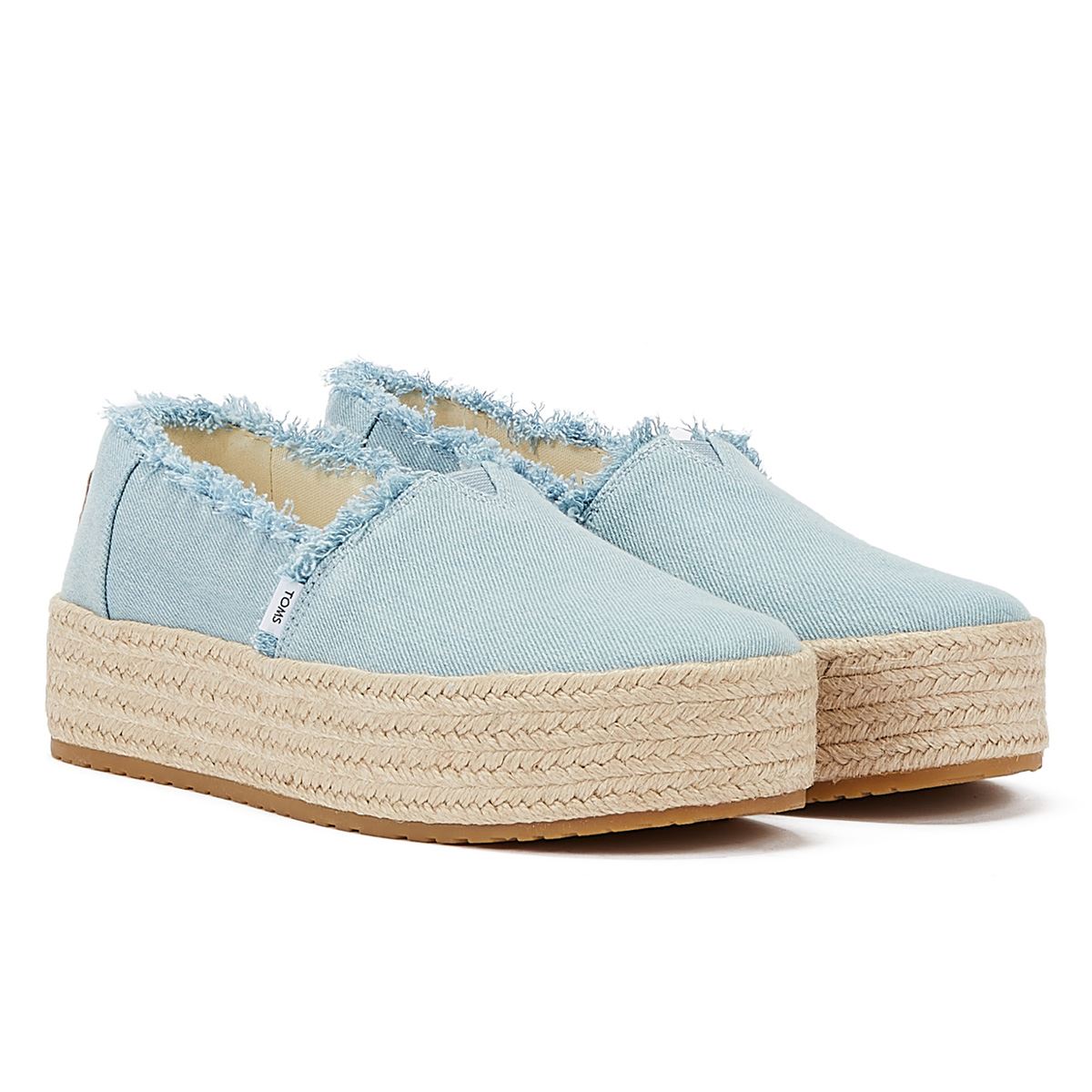 TOMS Washed Denim Valencia Pastellblaue Espadrilles Damen Blaue Sandale