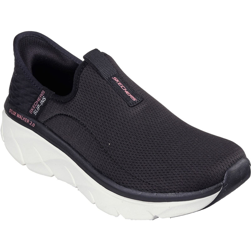 Skechers D'Lux Walker 2.0 Synthetik Damen Schwarz/Rosa Sneaker