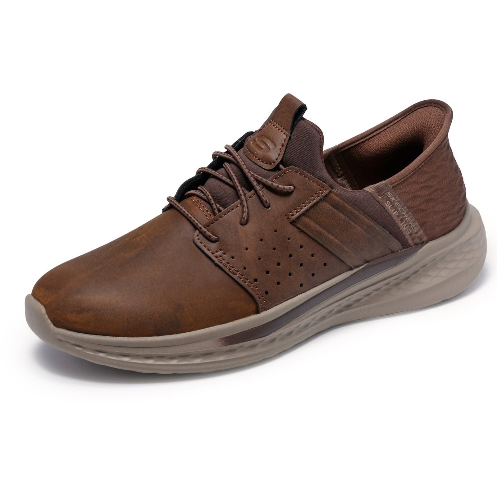 Skechers Slade Zachary Textil Herren Dunkelbraune Weitgeschnittene Schnürschuhe