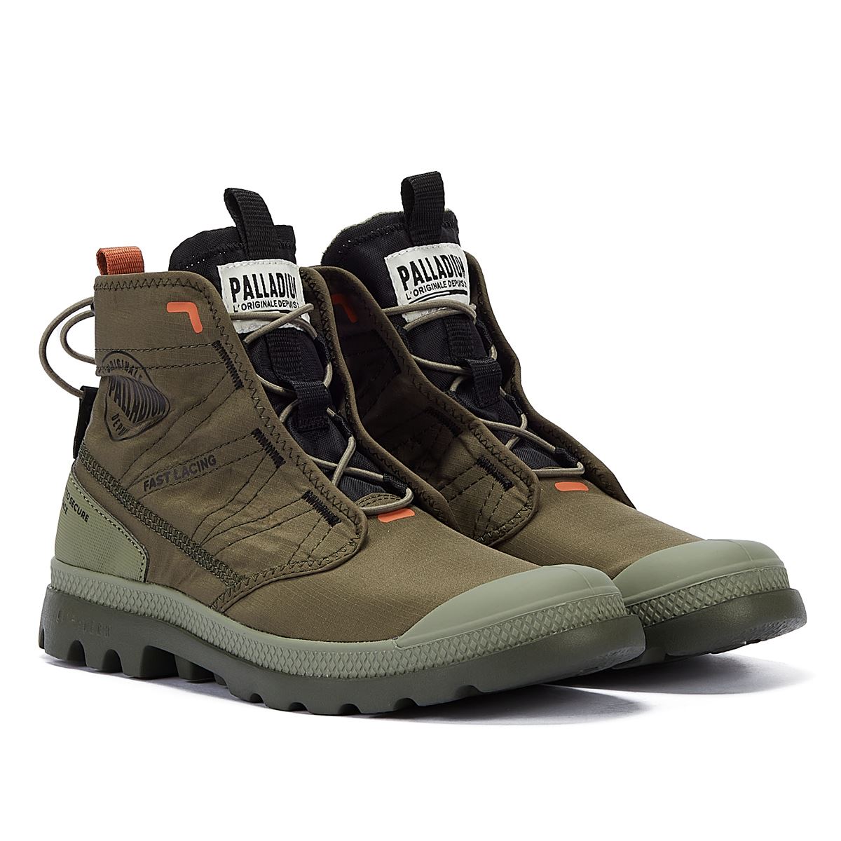 Palladium Pampa Travel Lite Herren Olivgrüne Nylonstiefel