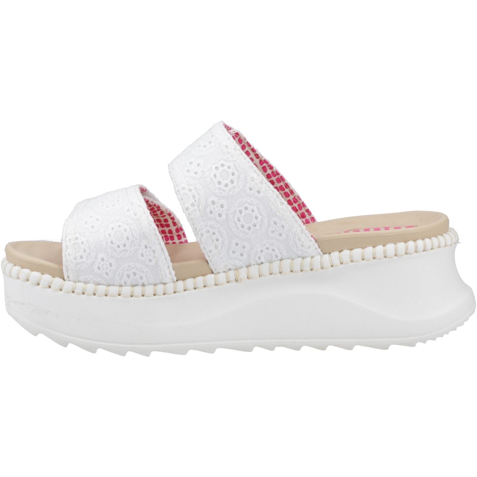 HEYDUDE Delray Slide Eyelet Damen Sandalen Aus Weißer Baumwolle