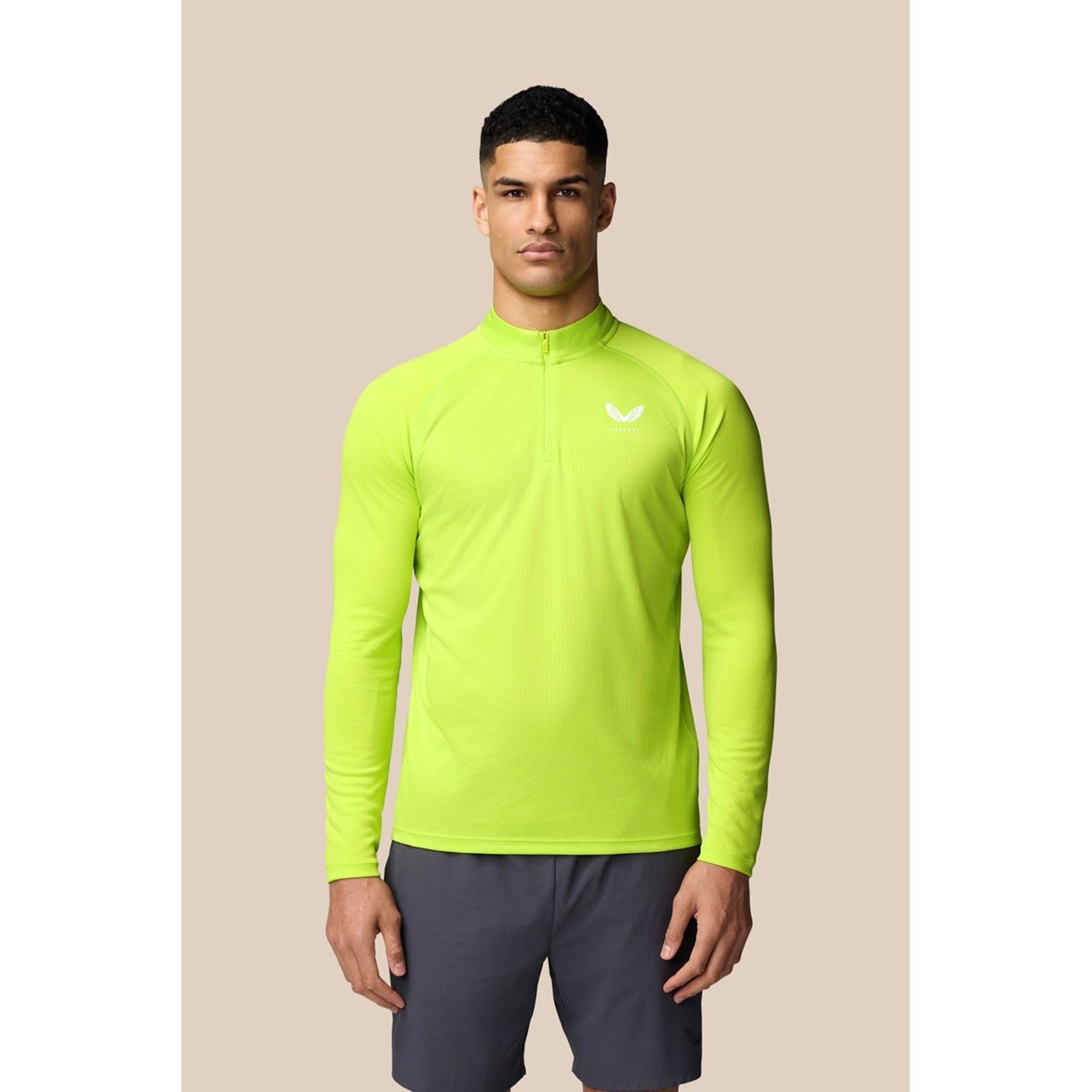 Castore Adapt 1/4 Zip Top Polyester Herren Grünes Activewear T-Shirts