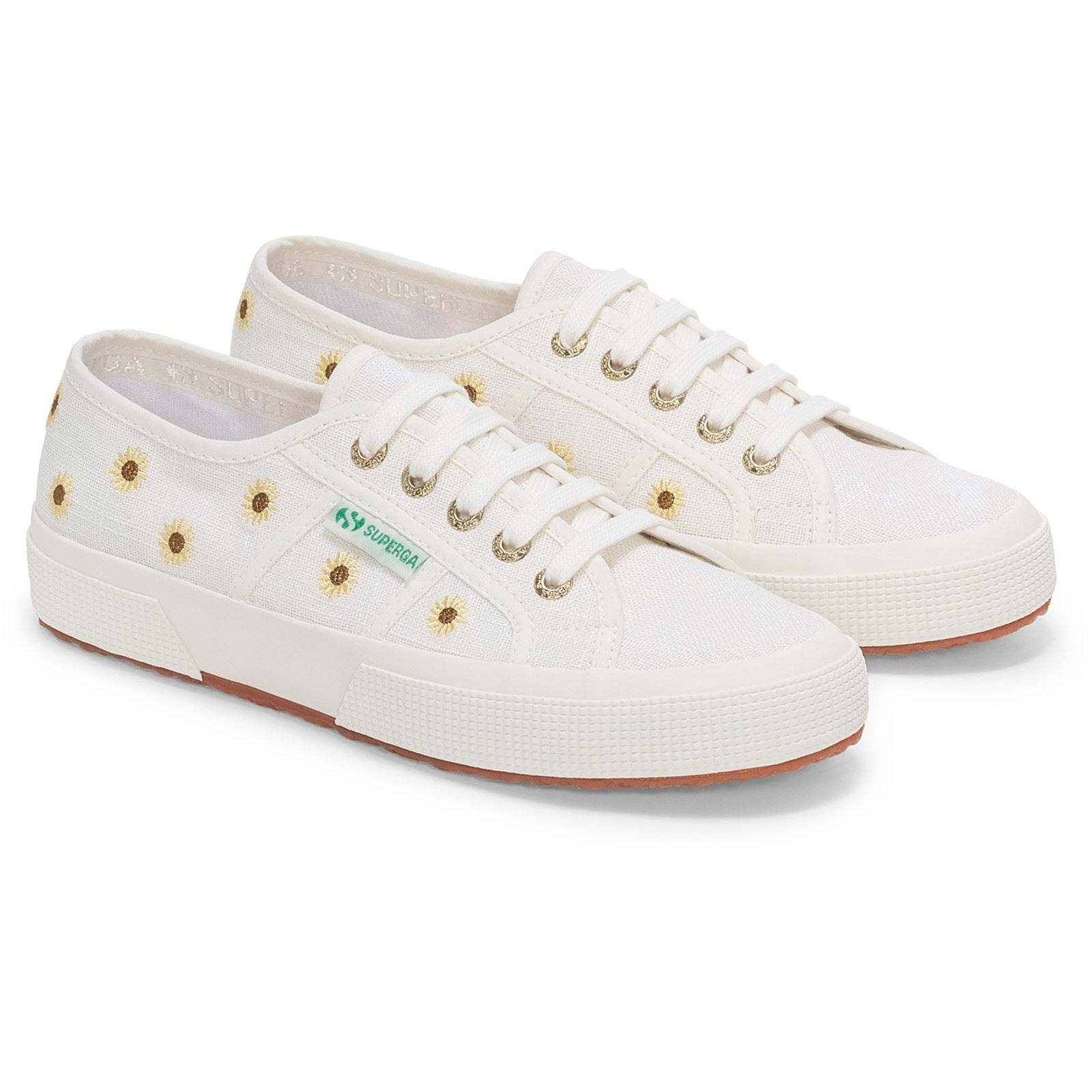 Superga Embroidery Linen Sunflower Damen-Sneaker Aus Leinen In Weiß