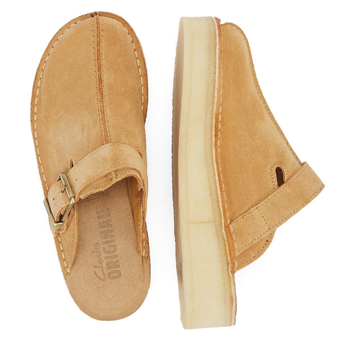 Clarks Originals Wedge Mule Damen Mokassins Aus Mittelbraunem Wildleder