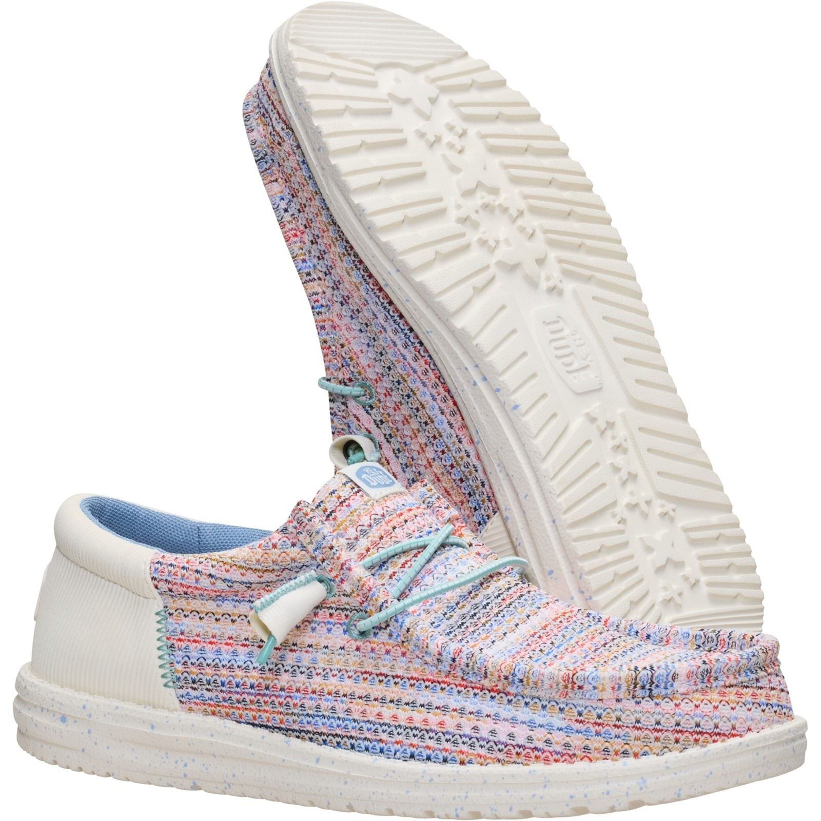 HEYDUDE Wally Funk Multi Mesh Polyester Herren Egret/Multi Mokassin Schuhe