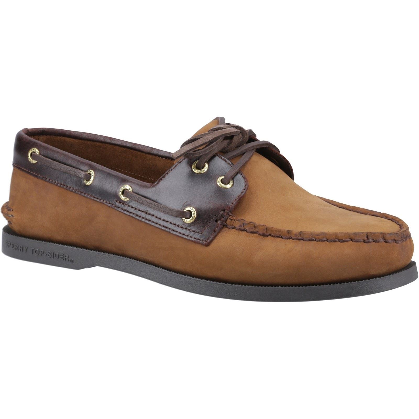 Sperry Authentic 2 Eye Herren Bootsschuhe Aus Braunem Leder Kombimaterial