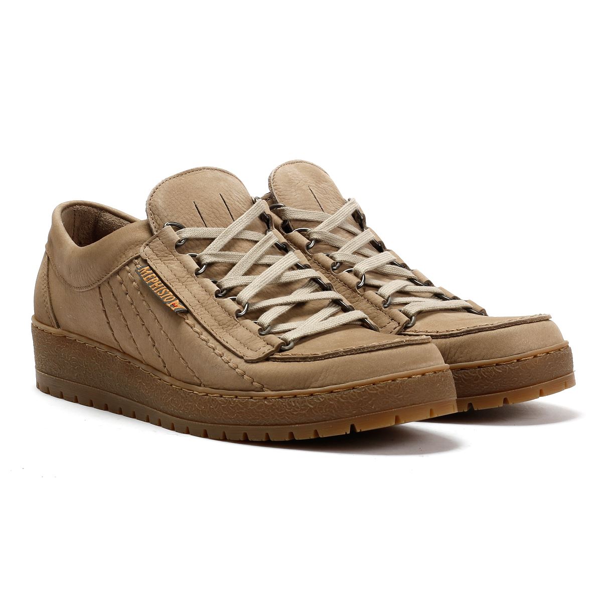 Mephisto Rainbow Sportbuck 1932/35 Leder Herren Beigefarbene Schnürschuhe