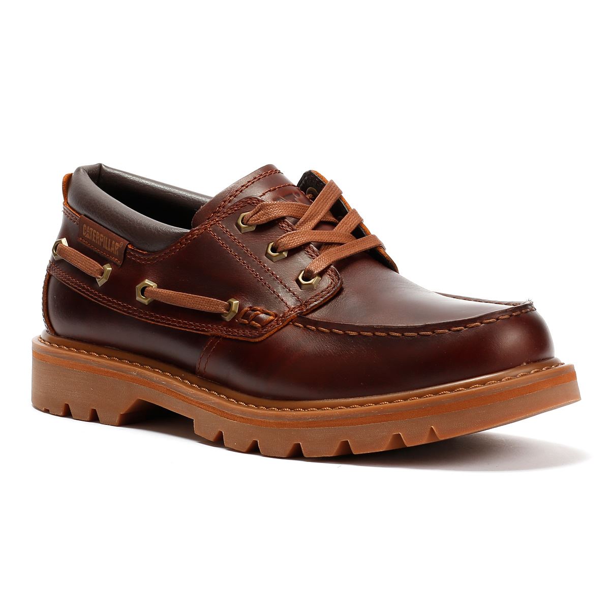 Caterpillar Colorado Boat Lo Herren Leder Braune Schnürschuhe