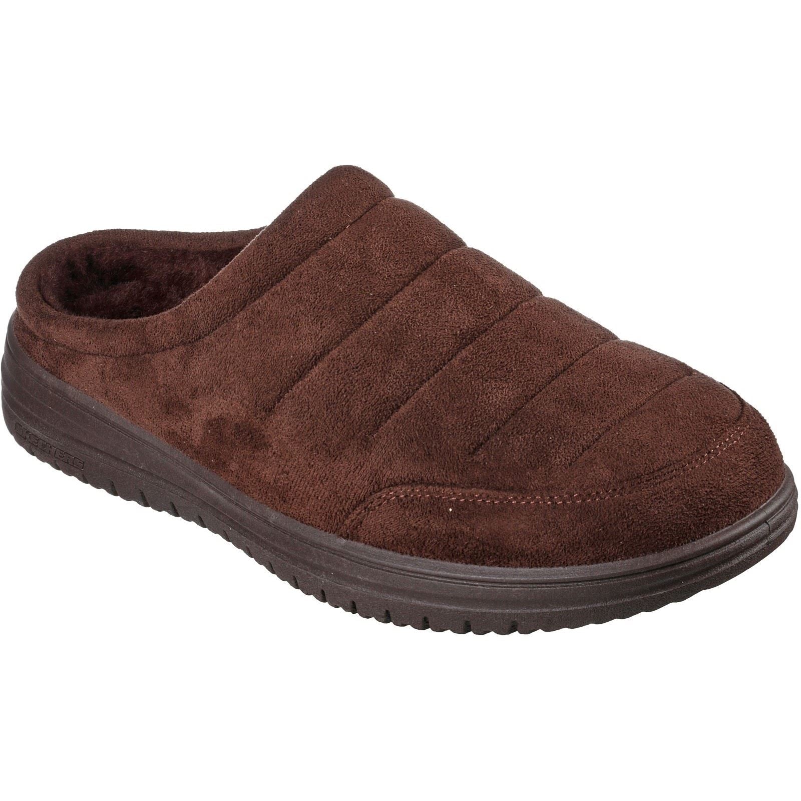 Skechers Relaxed Fit: Murette Garvanza Herren Hausschuhe aus Mikrofaser in Schokoladenfarbe