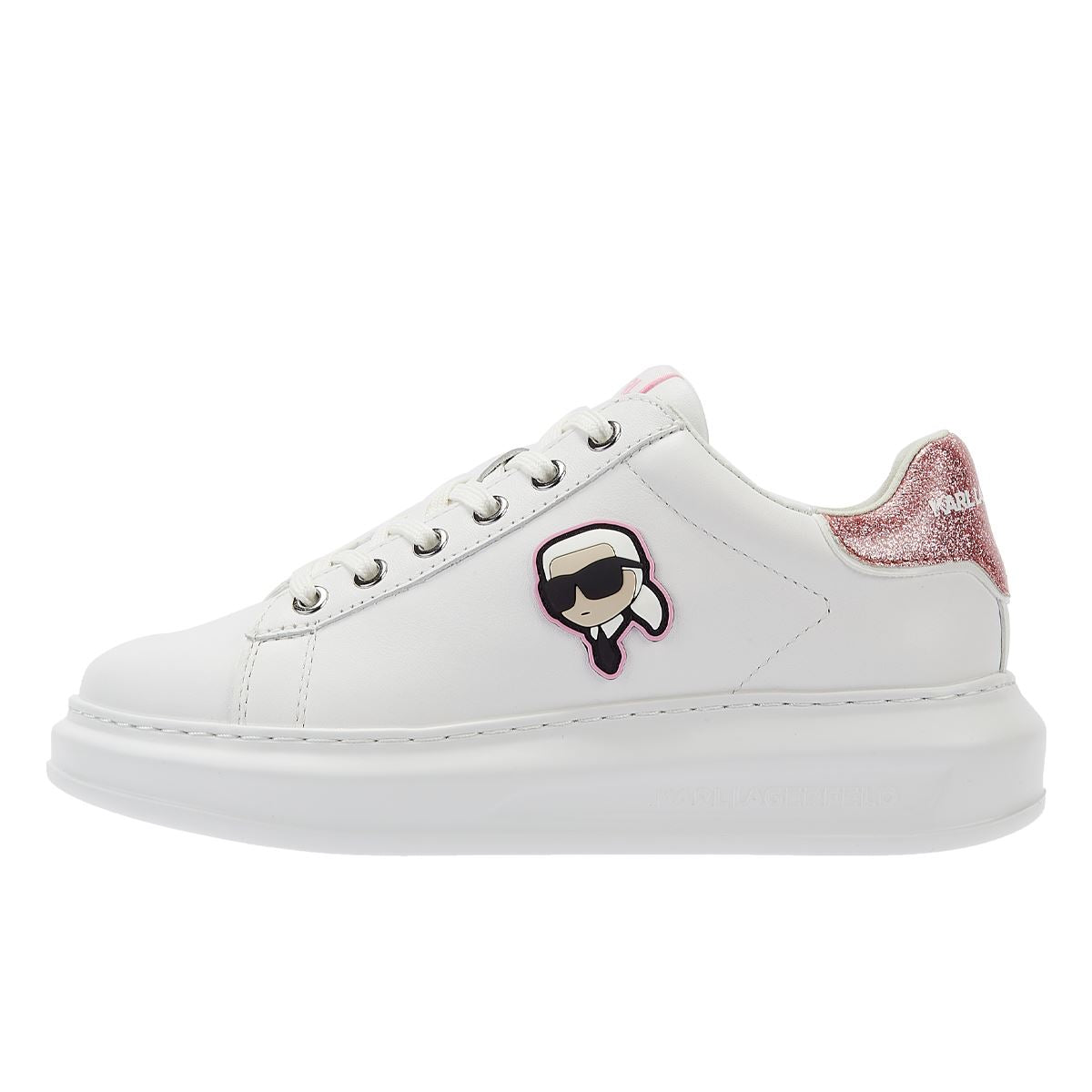 Karl Lagerfeld Kapri NFT Lo Lace Damenschuhe in Weiß/Pink.