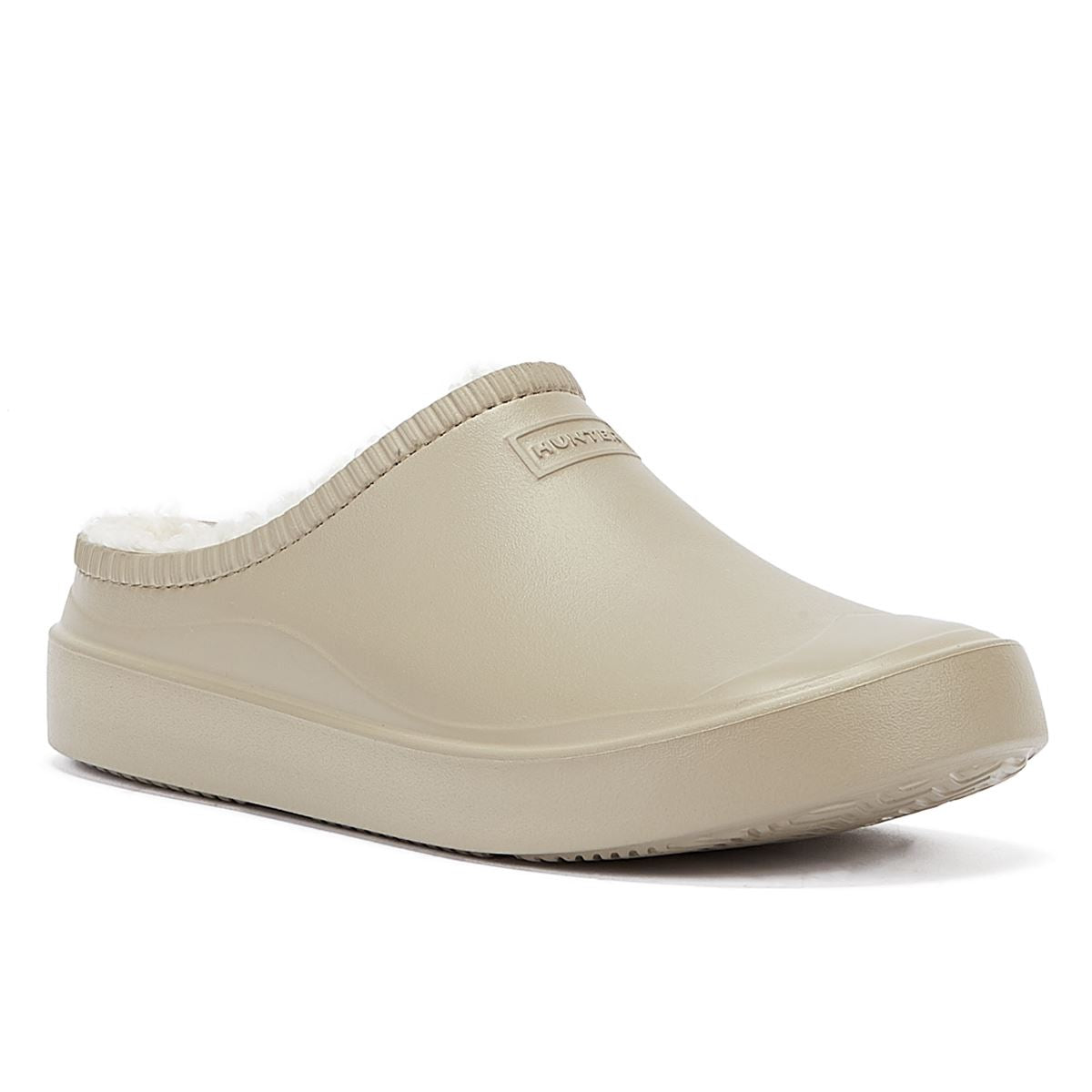 Hunter Bloom Gefütterte Mule Alloy Weiße Clogs