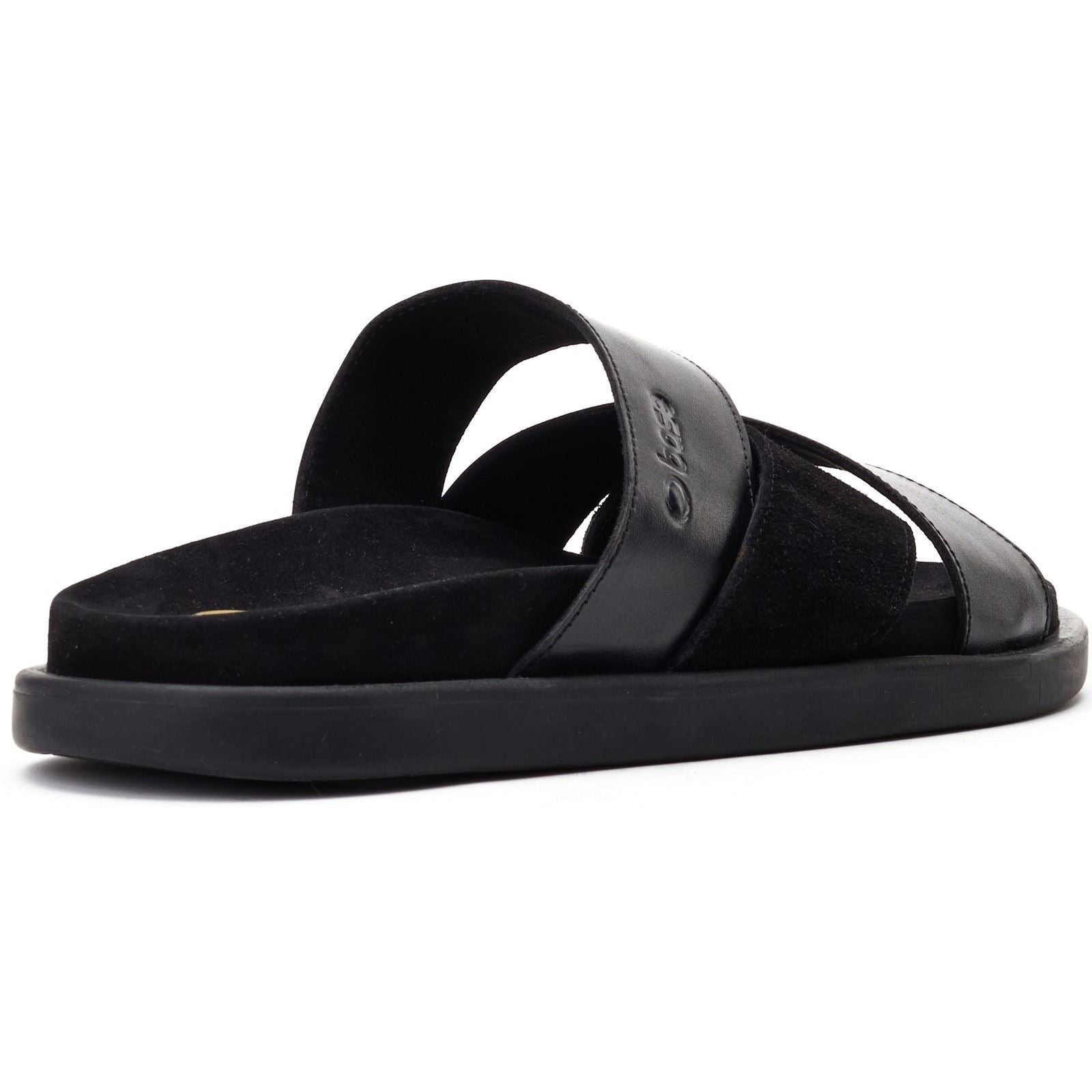 Base London Ponza Leder Herren Schwarze Sandalen