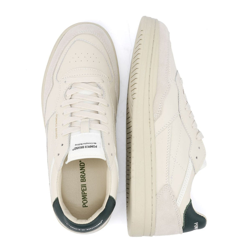 Pompeii Elan Leather Ecru Jasper Weiße Ledersneaker Für Herren