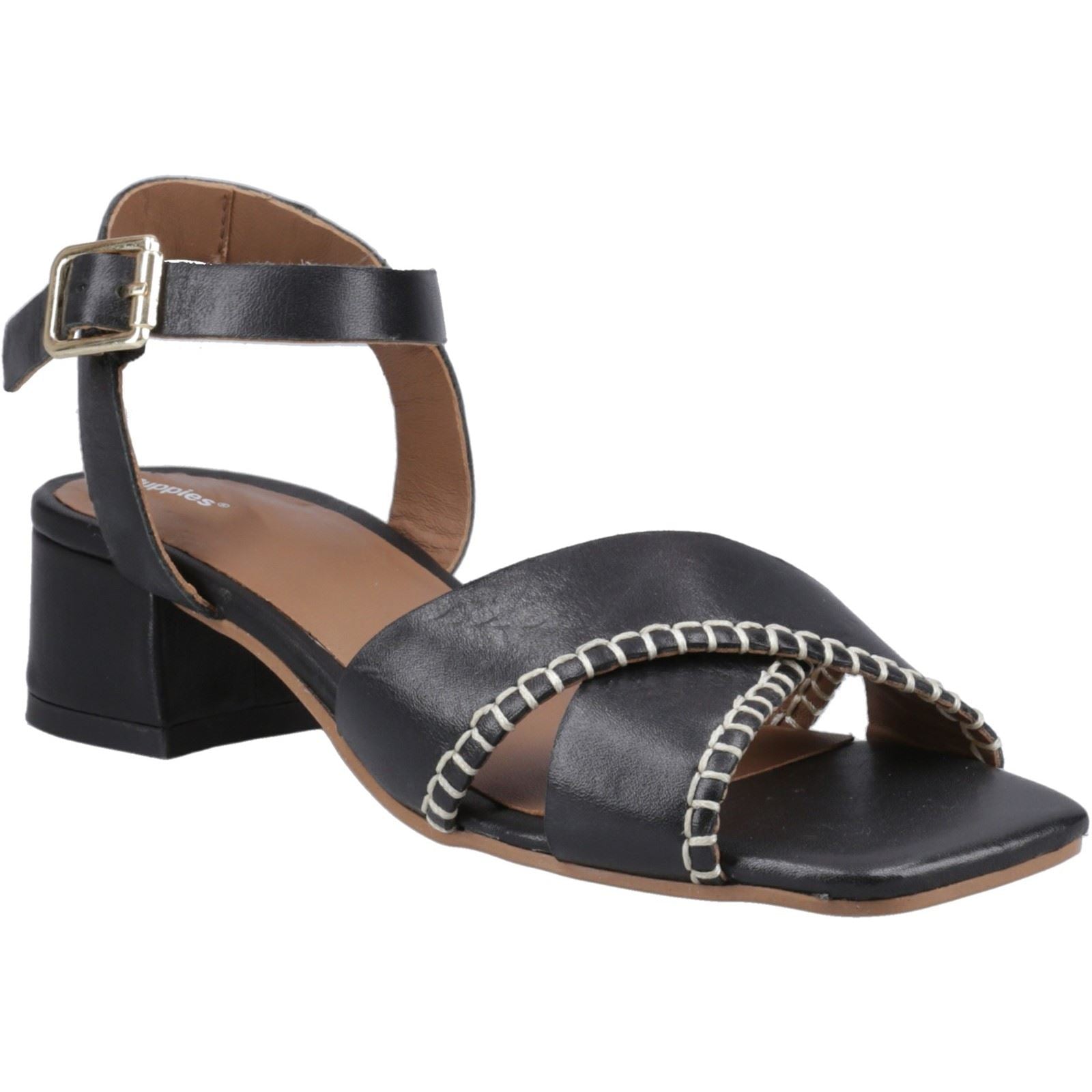 Hush Puppies Lyla Heeled Damen Sandalen Aus Schwarzem Leder