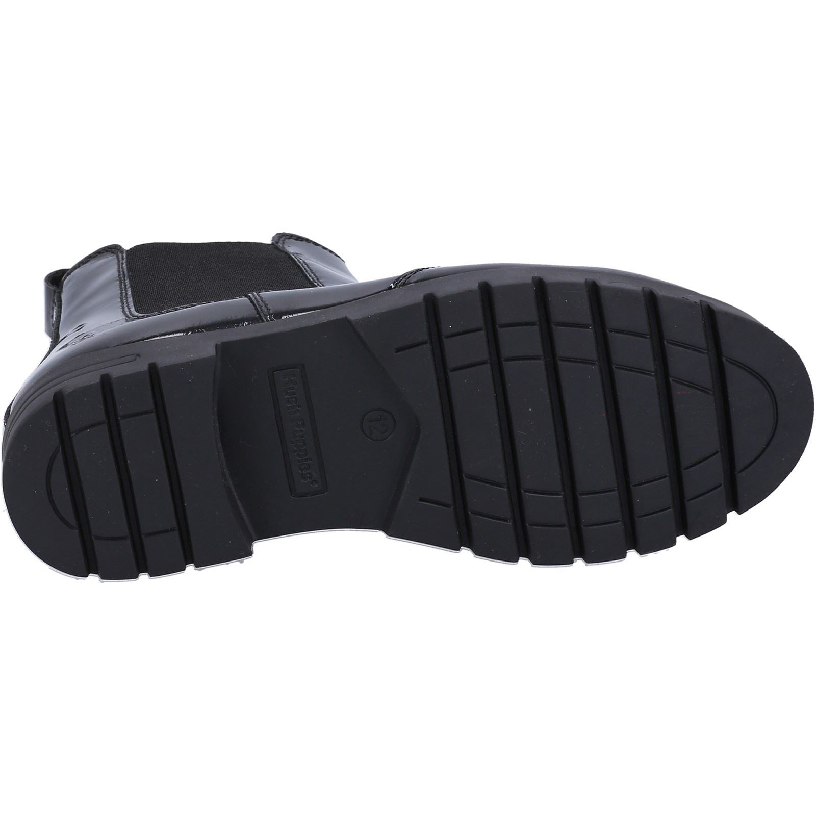 Hush Puppies Laura Patent JNR Mädchen Schwarze Farbe Lederstiefel