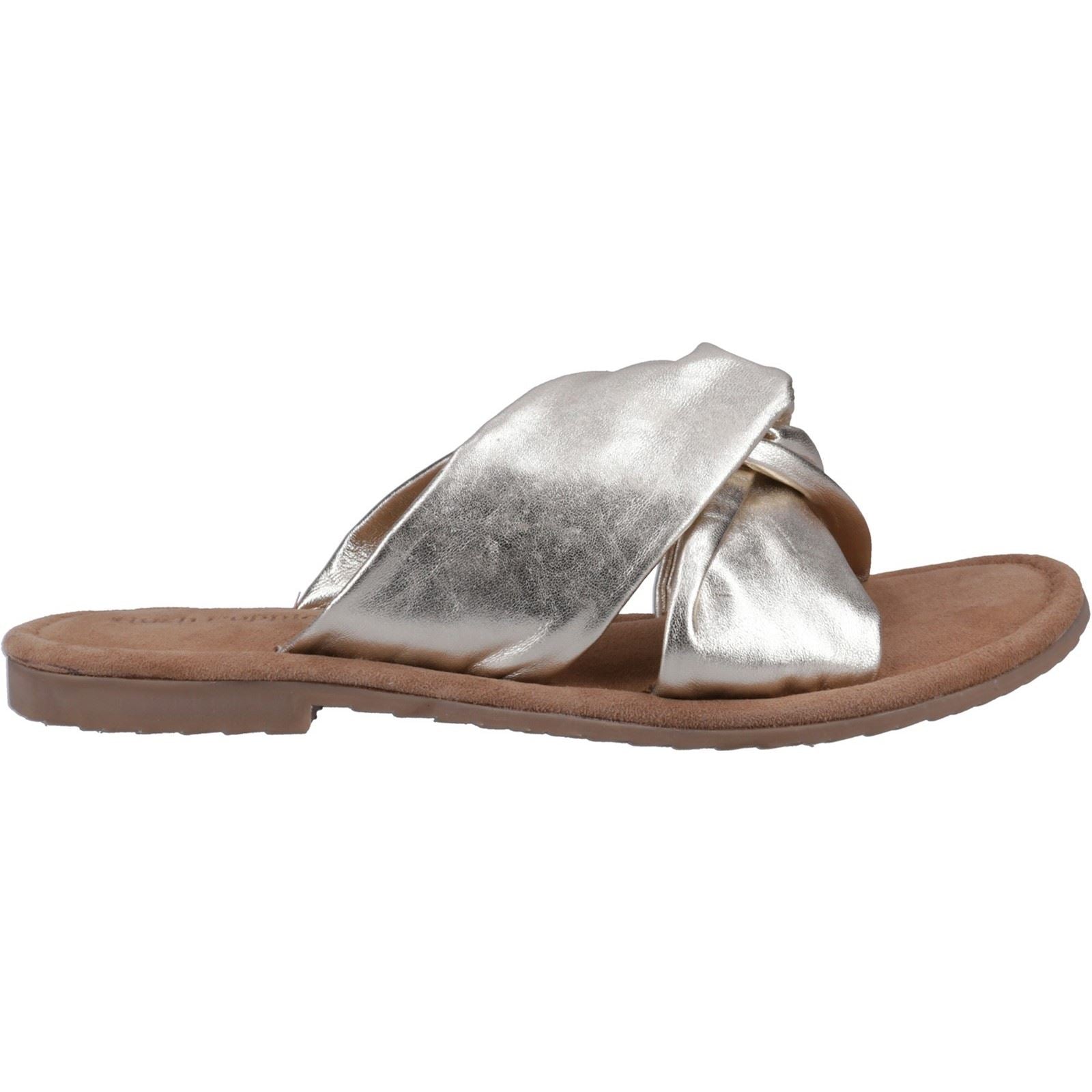Hush Puppies Amy Wide Fit Damen Sandalen Aus Leder In Gold