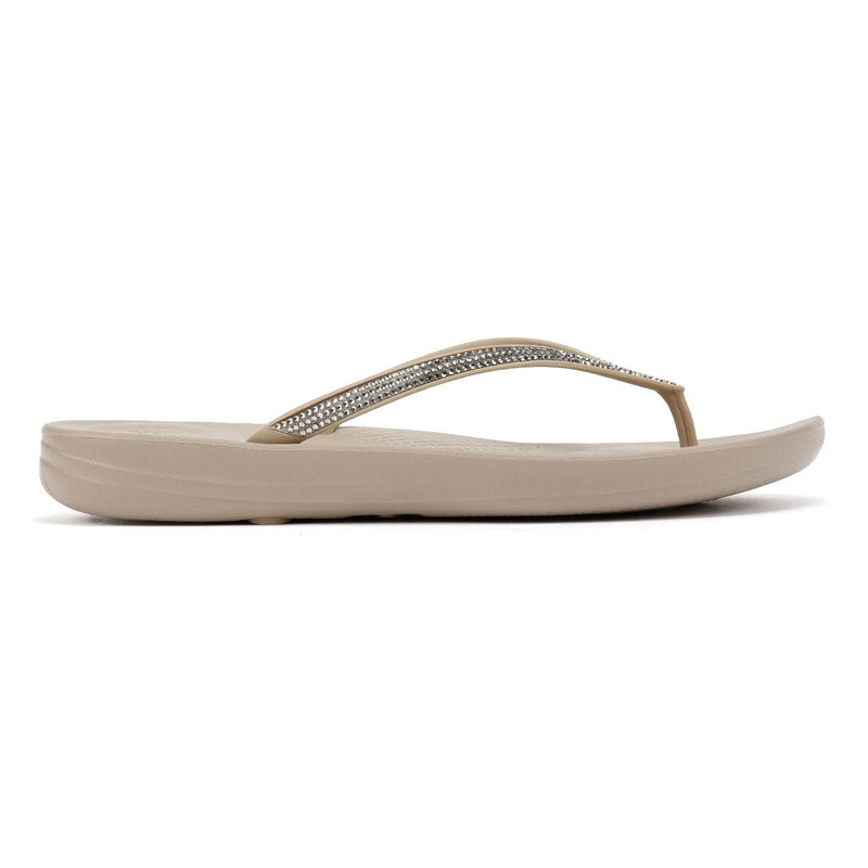 FitFlop Iqushion Ombre Sparkle Damen Zehentrenner Aus Beigeem Gummi