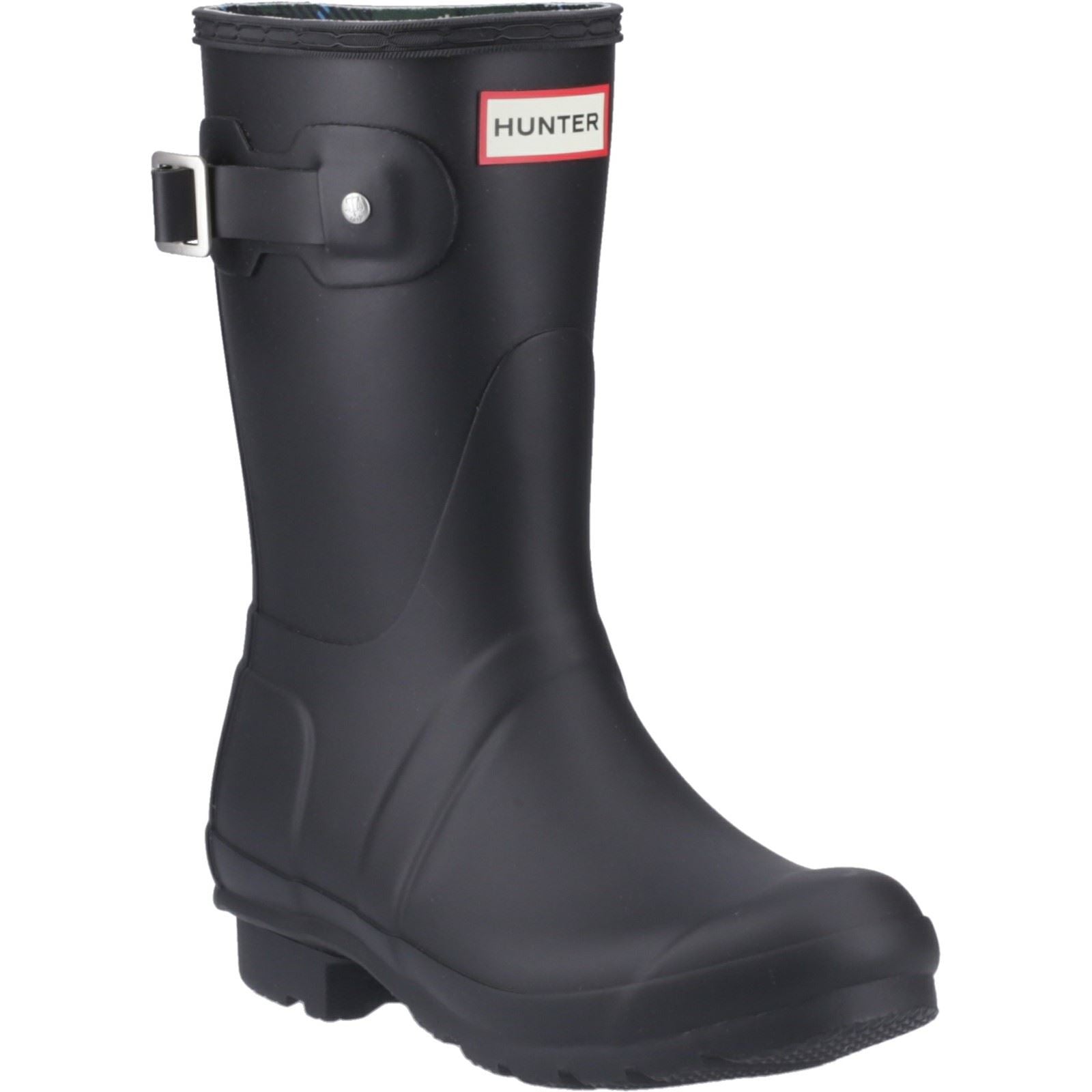 Hunter Original Short Tartan Lining Gummistiefel Für Damen In Schwarz