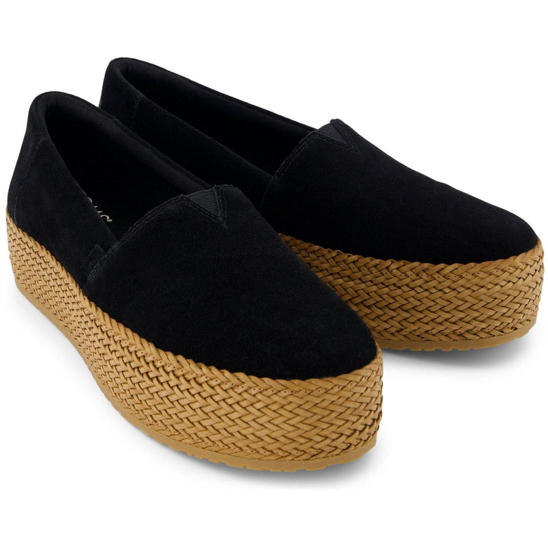 TOMS Valencia Damen Espadrilles aus schwarzem Leder