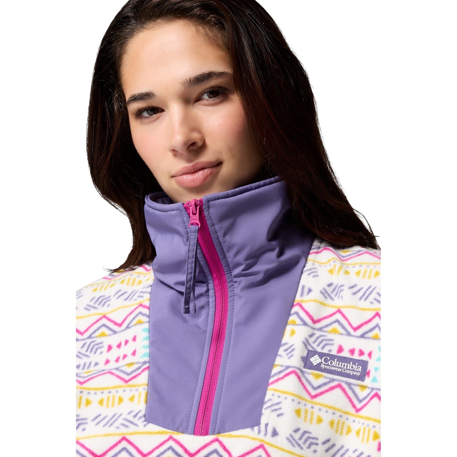 Columbia Sequoia Grove Printed Half Zip Polyester Damen Weißer Fleece-Pullover