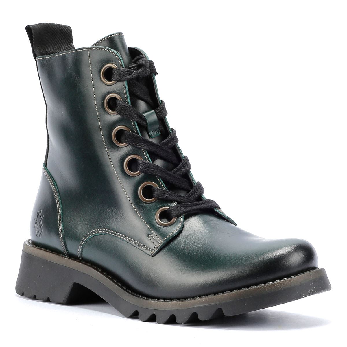 Fly London Ragi Leder Damenstiefel In Grün