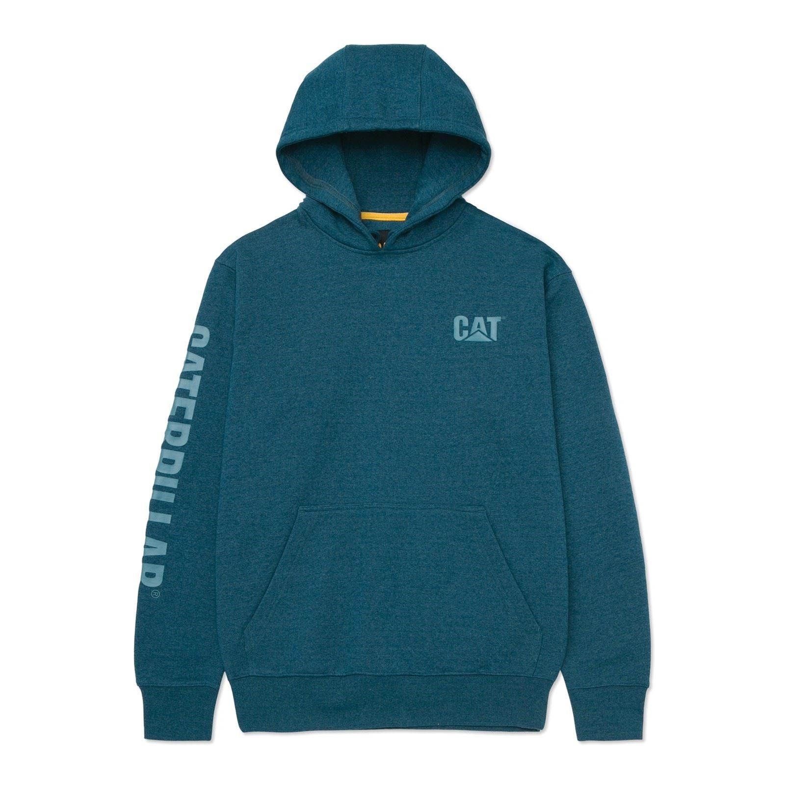 Caterpillar Trademark Banner Baumwoll Herrenblauer Kapuzensweatshirt