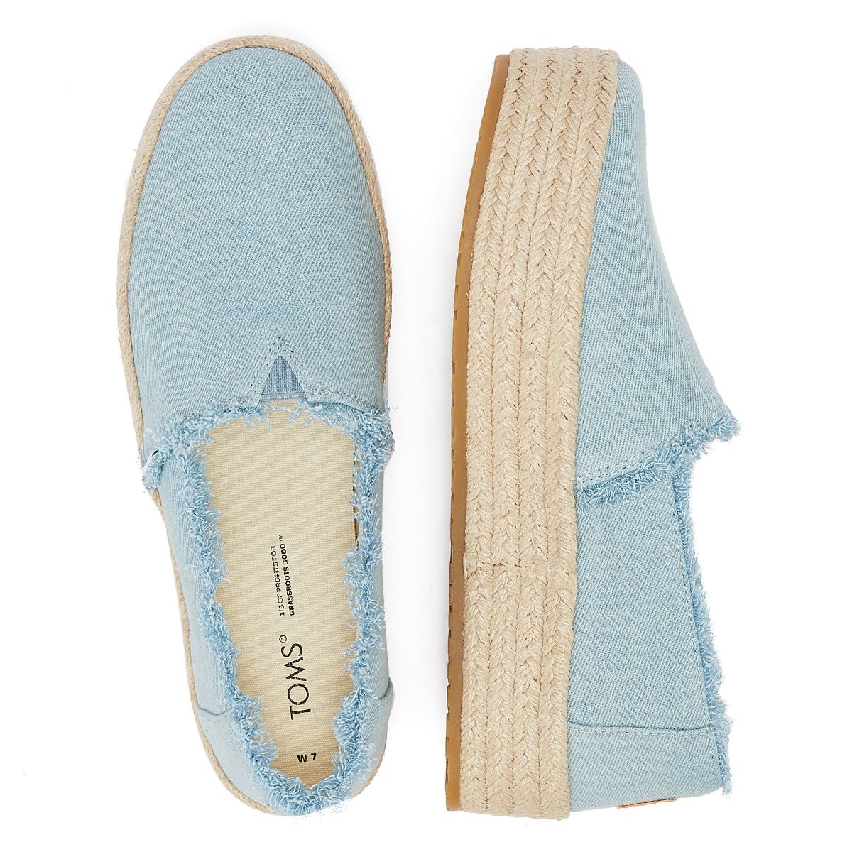 TOMS Washed Denim Valencia Pastellblaue Espadrilles Damen Blaue Sandale
