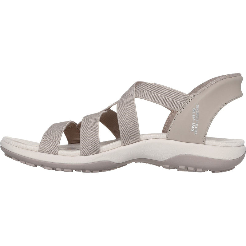 Skechers Reggae Slim Stretch Flex Damen Textil Sandalen In Taupe