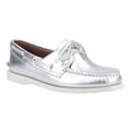 Sperry Authentic 2 Eye Damenbootsschuhe Aus Silbernem Leder