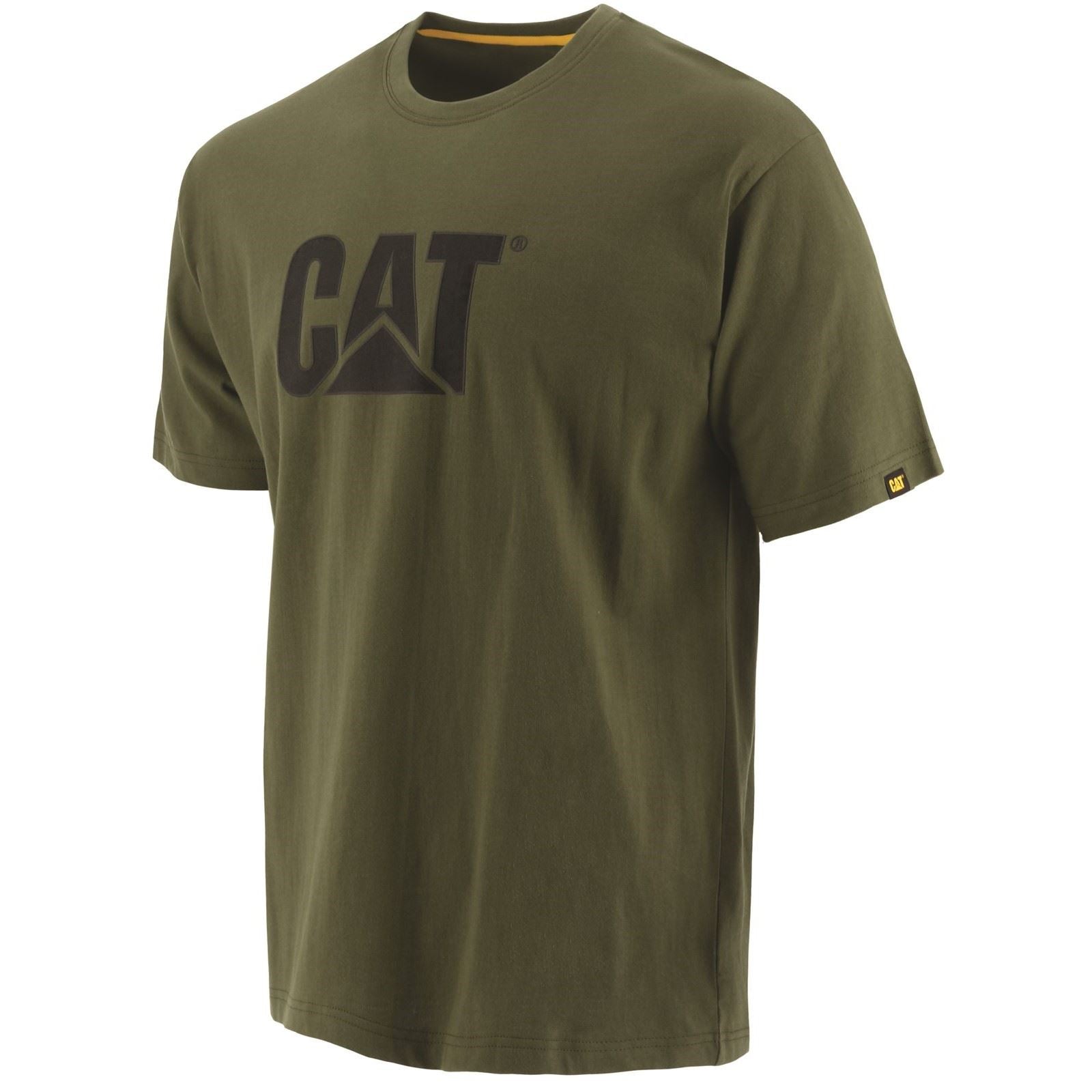 Caterpillar Trademark Logo Baumwoll Herren Grüne Kurzarm T-Shirts
