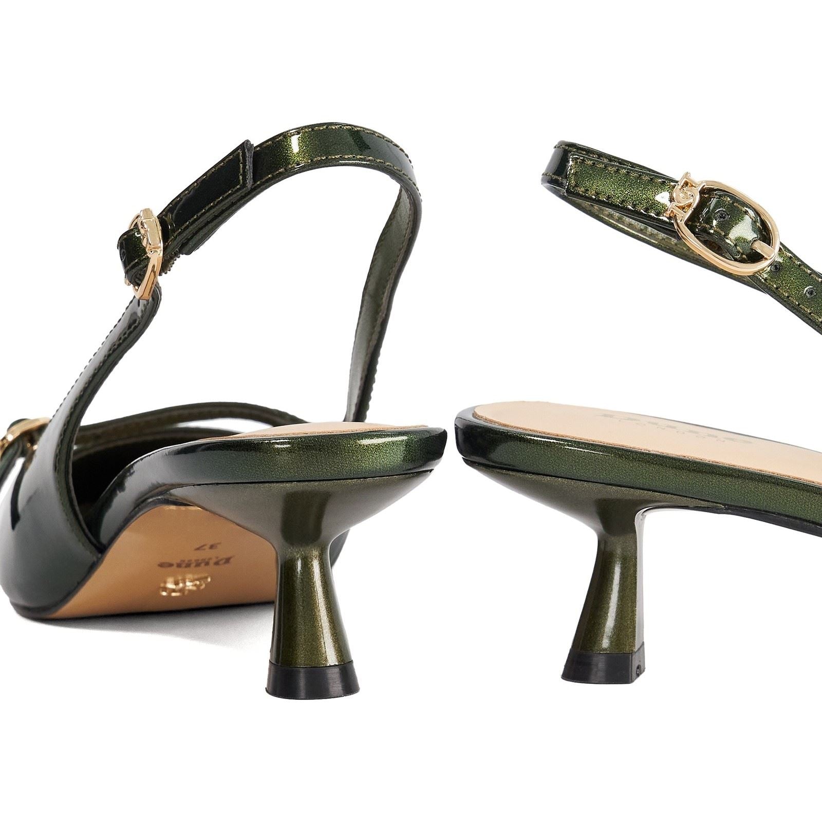 Dune Deserved Damen Grüne Spitze Slingback Schuhe