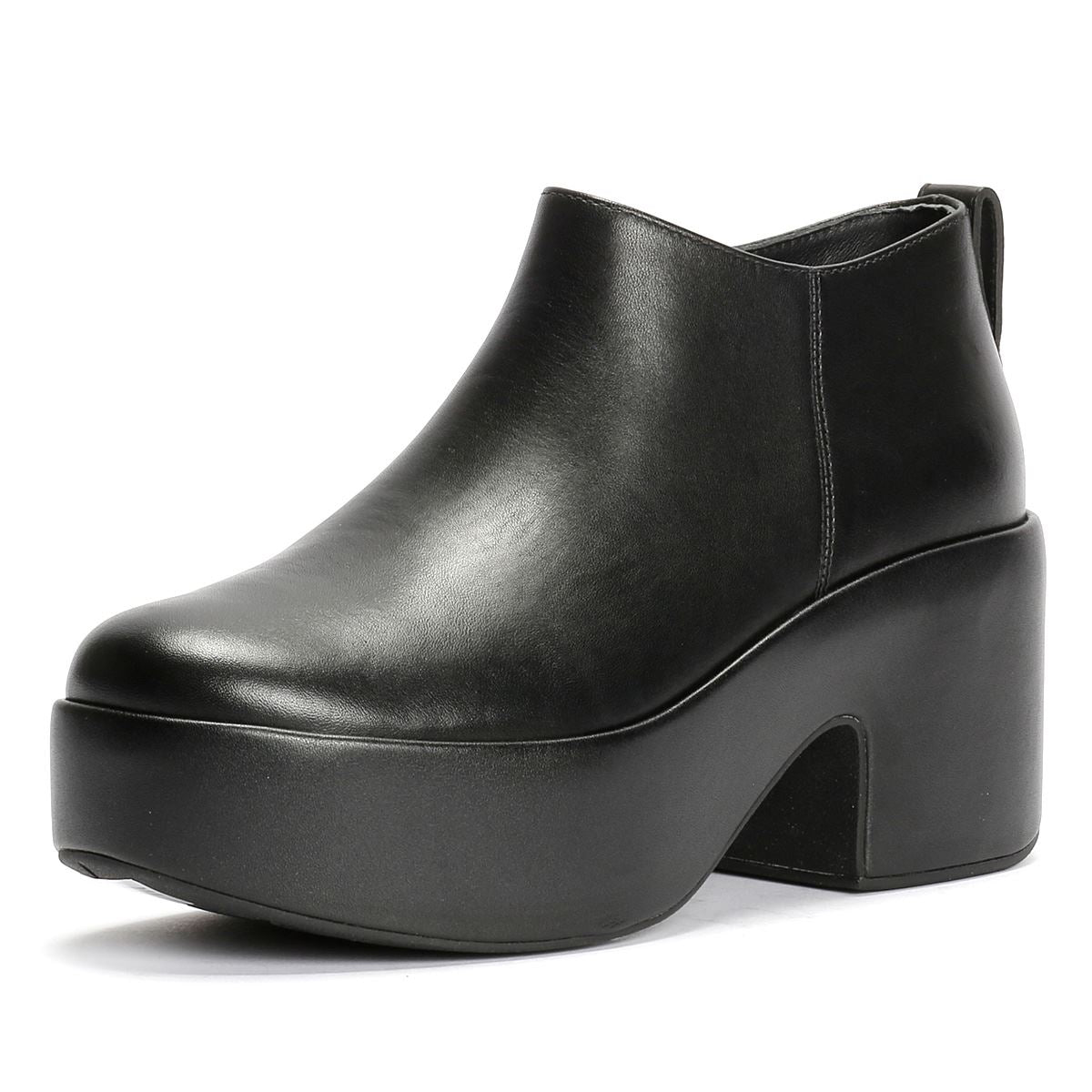 FitFlop Platfforms Heeled Short Leder Damen Schwarze Stiefel