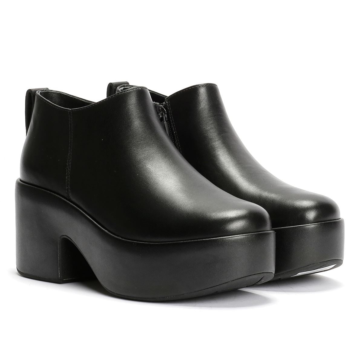 FitFlop Platfforms Heeled Short Leder Damen Schwarze Stiefel