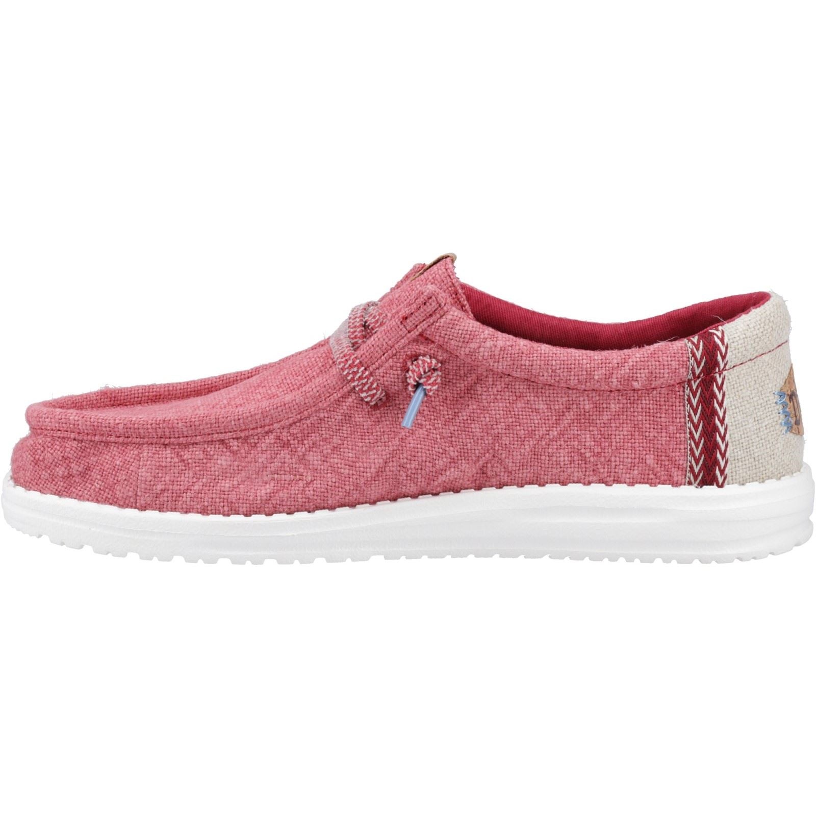 HEYDUDE Wally Jute Herren Mokassin Schuhe Aus Jute In Rot Bordeaux/Silberbirke