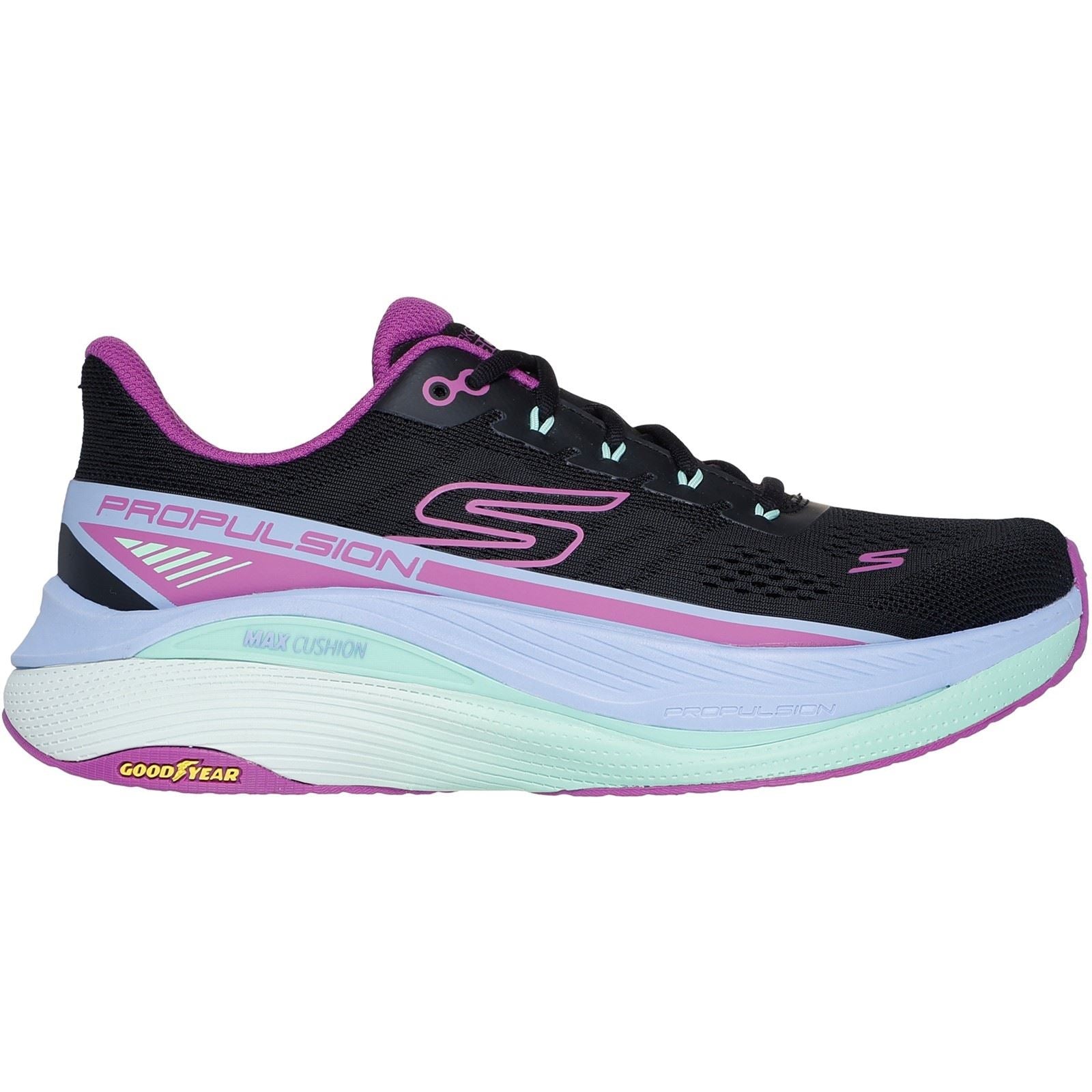 Skechers Performance Max Cushioning Propulsion Damen Sneaker Schwarz/Lila