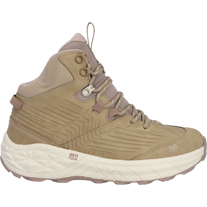 Hi-Tec Fuse Trek Mid Polyester Damen Wanderschuhe In Taupe/Weißkappe Grau/Warm Taupe