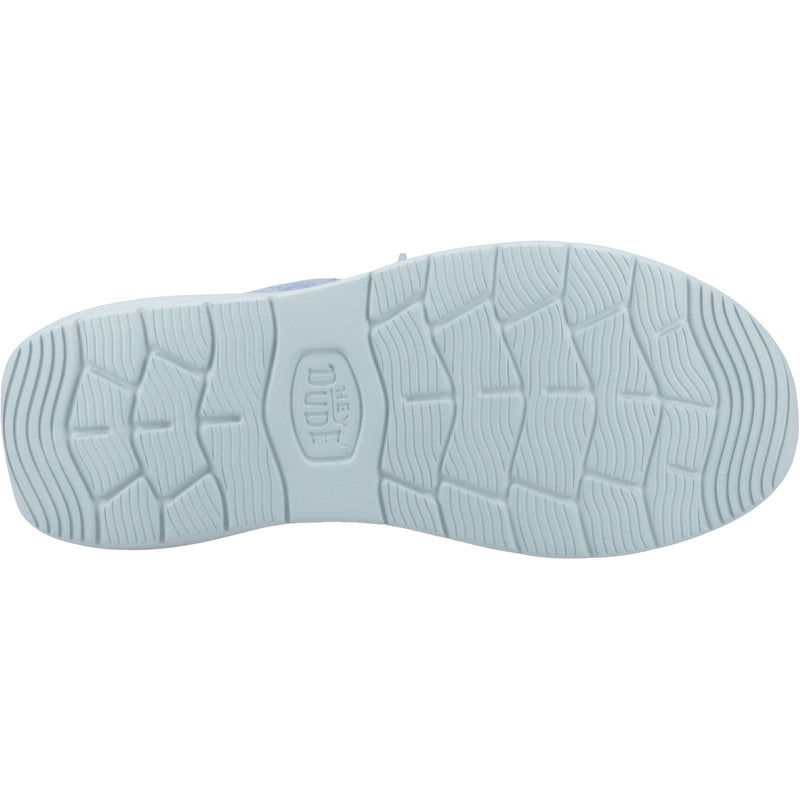 HEYDUDE Wendy COMF Suede Leder Damen Mokassin Schuhe In Verwaschenem Denim/Wolkenblau