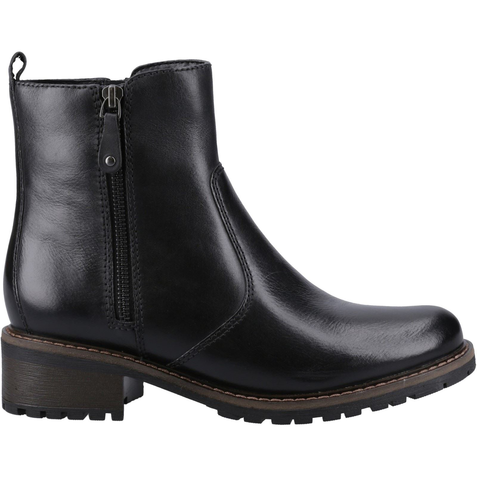 Hush Puppies Pippa Leder Damen Schwarze Stiefel