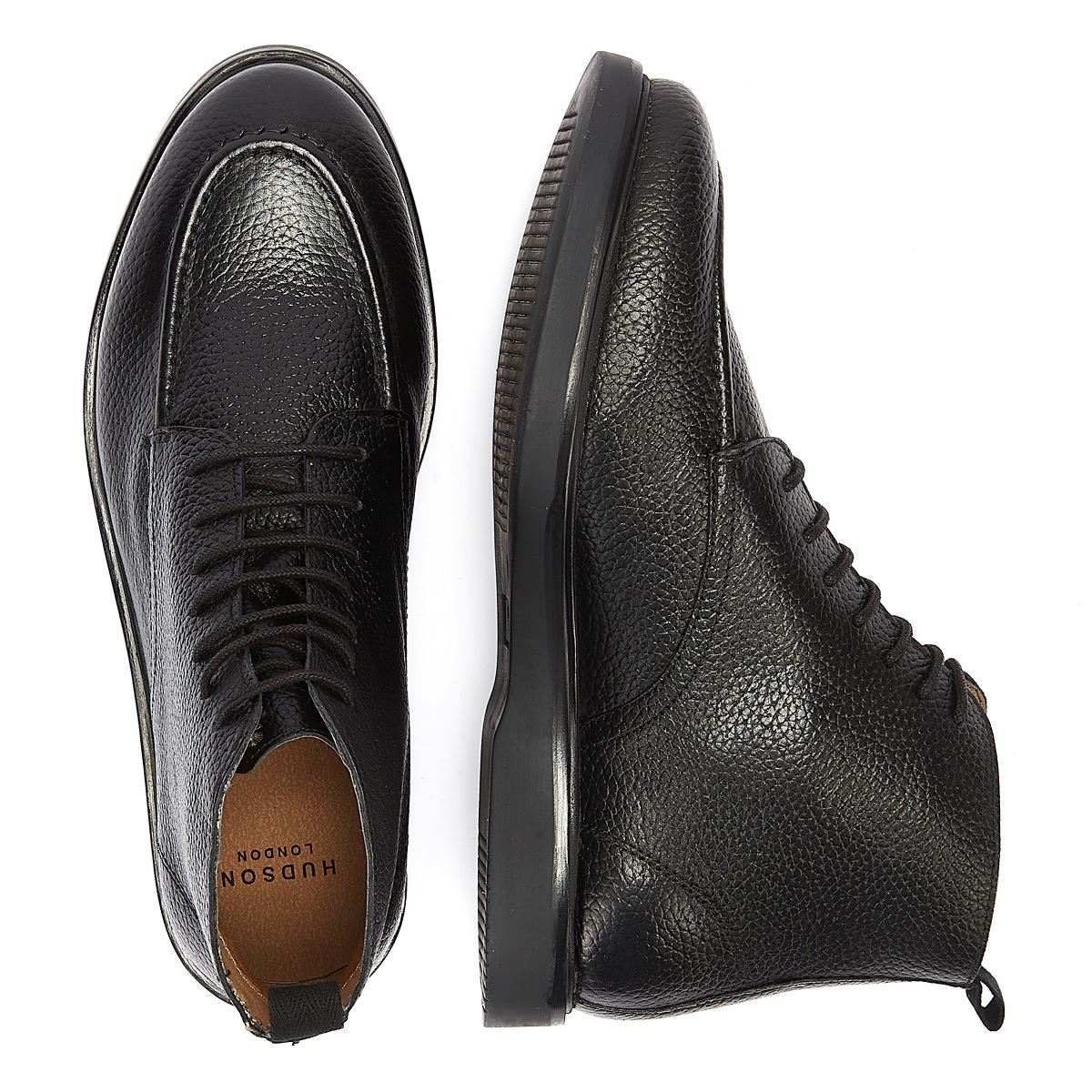 H By Hudson Carlo Leder Herren Stiefel Schwarz