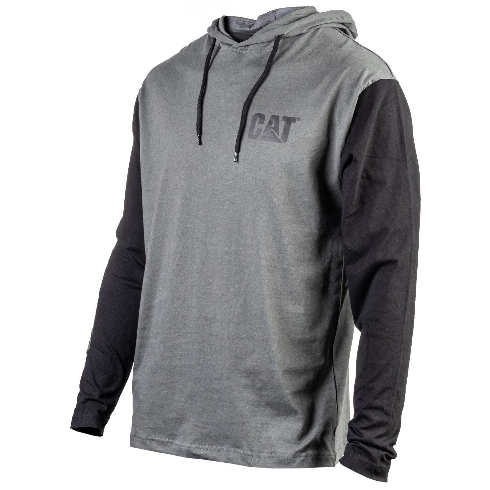 Caterpillar Hooded Long Sleeve Baumwoll Herren Graues T-Shirt
